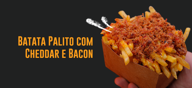 batata palito com cheddar e bacon